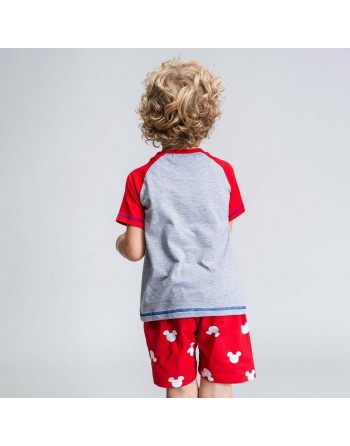 Pyjama D'Été Mickey Mouse Rouge Gris