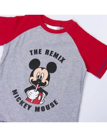 Sommer-Schlafanzug Mickey Mouse Rot Grau