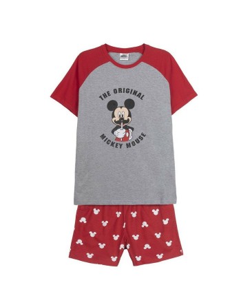 Pijama de Verano Mickey Mouse Rojo (Adultos) Hombre Gris