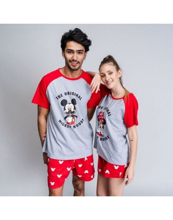 Pijama de Verano Mickey Mouse Rojo (Adultos) Hombre Gris