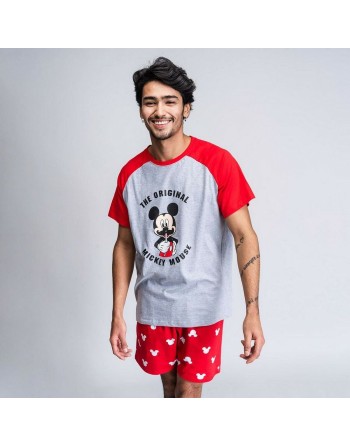 Pijama de Verano Mickey Mouse Rojo (Adultos) Hombre Gris