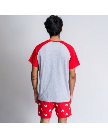 Sommer-Schlafanzug Mickey Mouse Rot (Erwachsene) Herren Grau