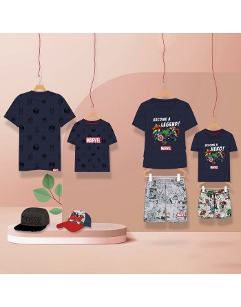 Herren Kurzarm-T-Shirt Marvel Dunkelblau Erwachsene