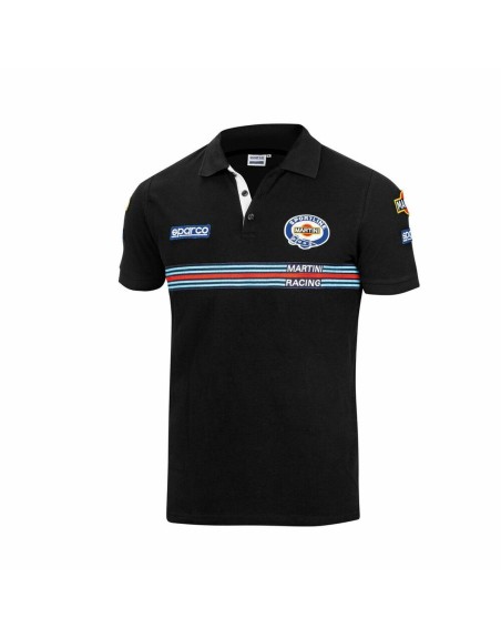 Herren Kurzarm-Poloshirt Sparco Martini Racing Schwarz Größe XL