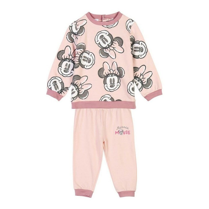 Træningsdragt til børn Minnie Mouse Pink Okker