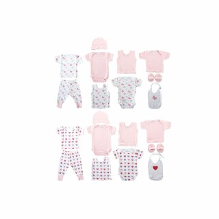 Ensemble de Vêtements DKD Home Decor Blanc Rose (2 Unités) Coton 0-6 Mois
