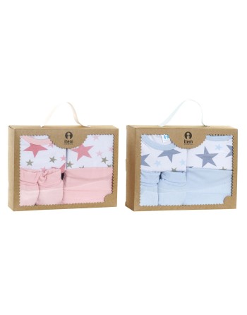 Conjunto de Ropa DKD Home Decor Azul Rosa 0-6 Meses Algodón Estrellas (2 Unidades)