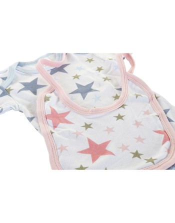 Conjunto de Ropa DKD Home Decor Azul Rosa 0-6 Meses Algodón Estrellas (2 Unidades)