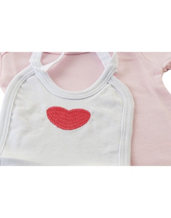 Bekleidungs-Set DKD Home Decor Weiß Rosa (2 Stück) Baumwolle 0-6 Monate