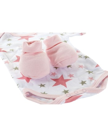 Conjunto de Ropa DKD Home Decor Azul Rosa 0-6 Meses Algodón Estrellas (2 Unidades)