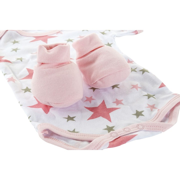 Bekleidungs-Set DKD Home Decor Blau Rosa 0-6 Monate Baumwolle Sterne (2 Stück)