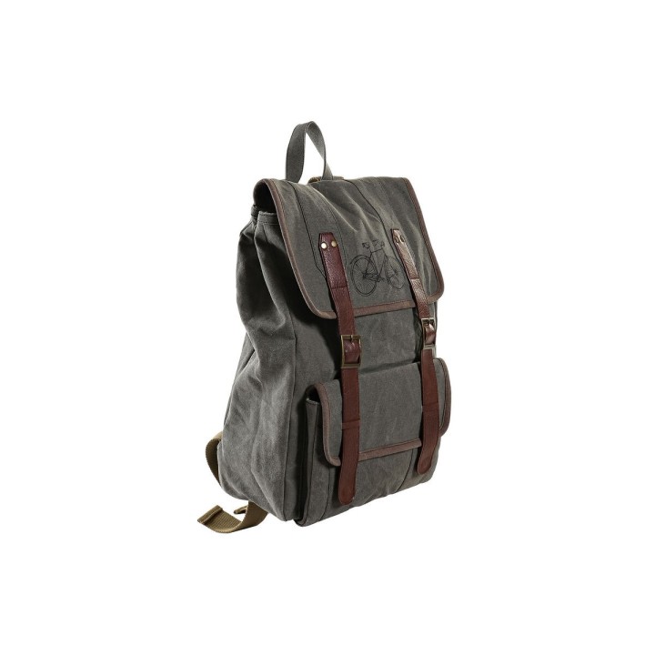 Mochila Casual DKD Home Decor Canvas Bicicleta Gris Marrón (33 x 12 x 47 cm)
