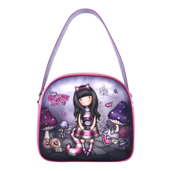 Borsetta a mano Gorjuss Cheshire cat Viola (30 x 28,5 x 11,5 cm)
