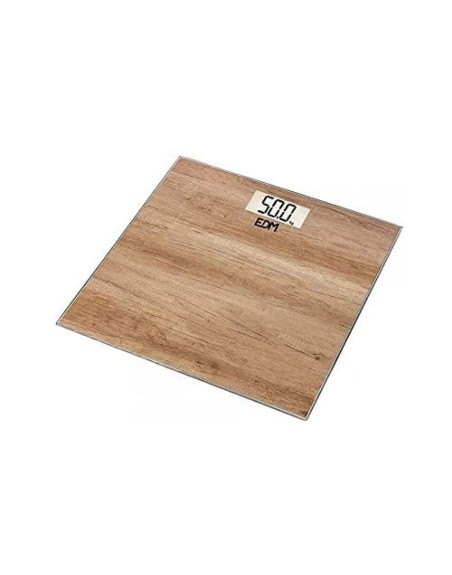 Báscula Digital de Baño EDM 07531 Marrón Madera Cristal 180 kg