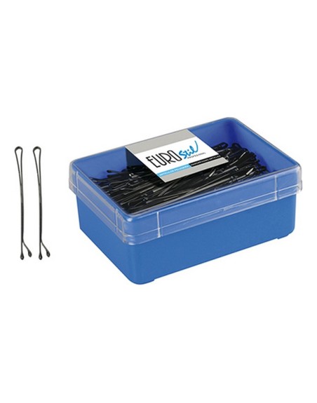 Clips para Pelo Eurostil 200 Clips 60 mm Negro (200 pcs)