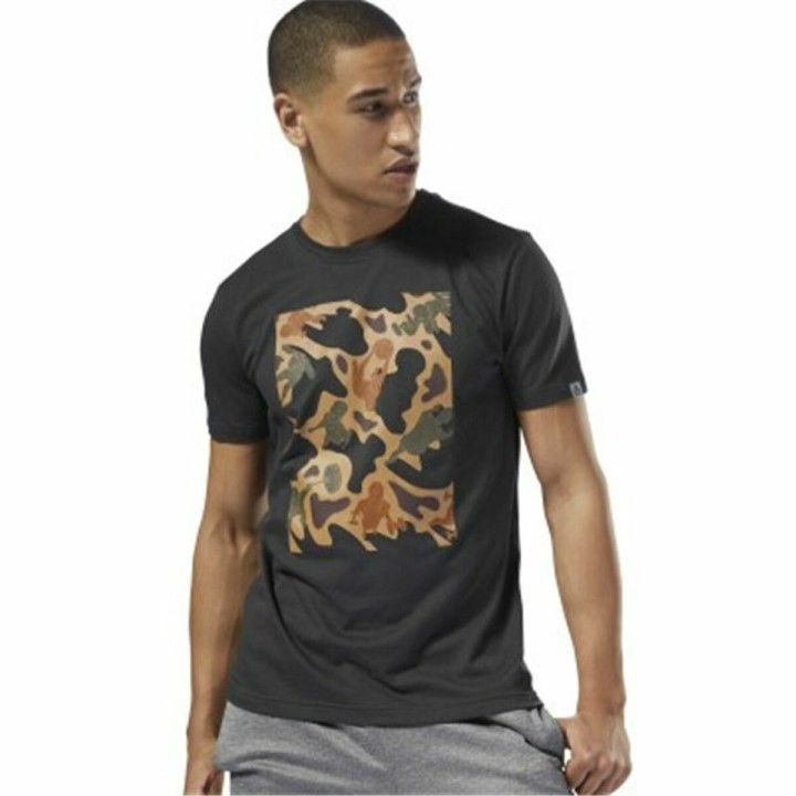 Kortærmet T-shirt til Mænd Reebok Sportswear Training Camouflage Sort