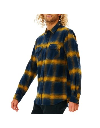 Chemise à manches longues homme Rip Curl Count Jaune Bleu Franela