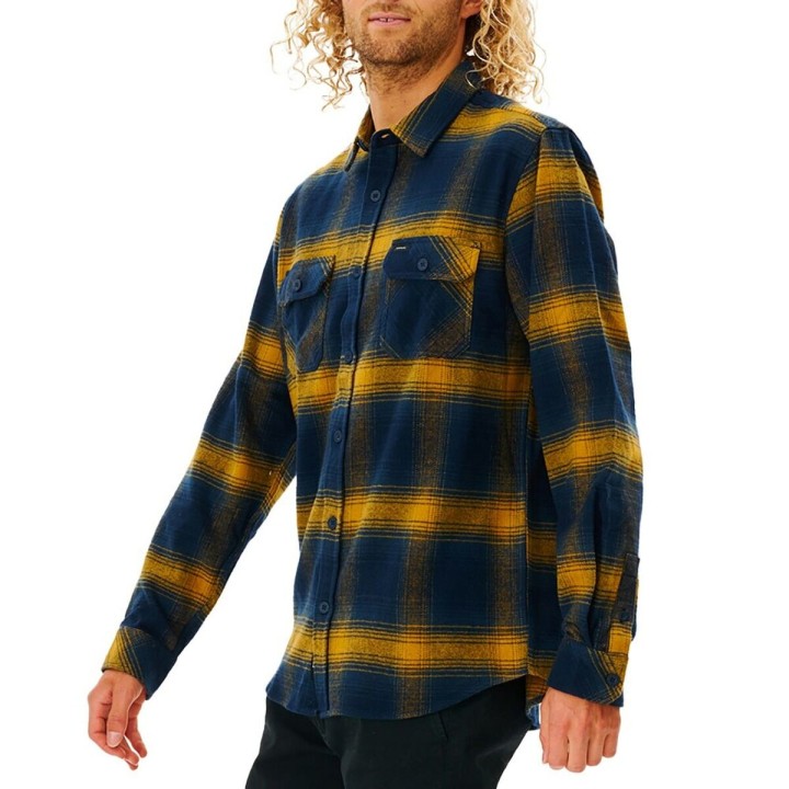 Langærmet Trøje til Mænd Rip Curl Count Gul Blå Franela