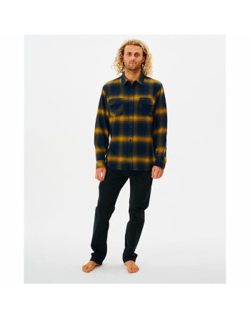 Herren Langarm-Hemd Rip Curl Count Gelb Blau Franela