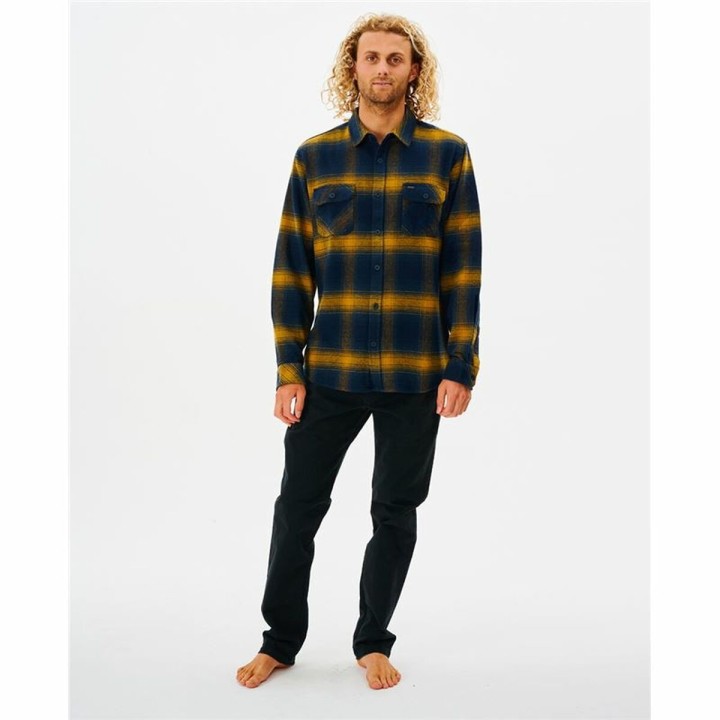 Langærmet Trøje til Mænd Rip Curl Count Gul Blå Franela