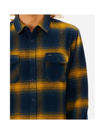 Herren Langarm-Hemd Rip Curl Count Gelb Blau Franela