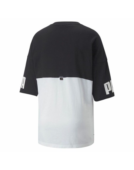 Camiseta de Manga Corta Mujer Puma Power Colorblock Blanco Negro