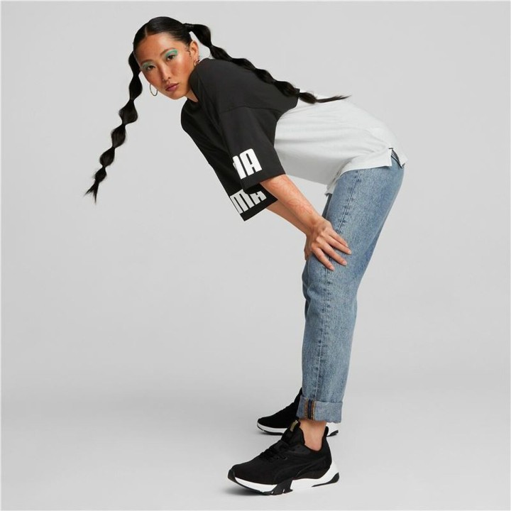 Kortærmet T-shirt til Kvinder Puma Power Colorblock Hvid Sort