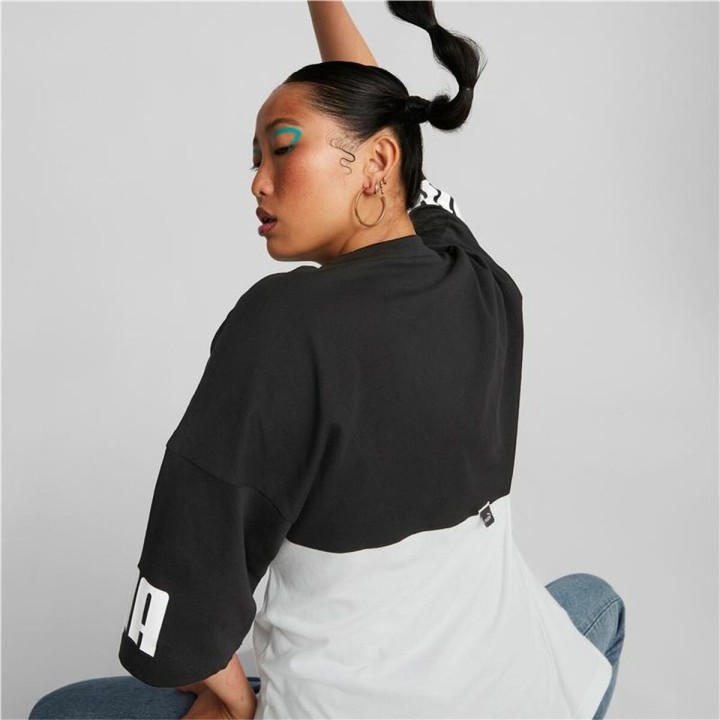 Camiseta de Manga Corta Mujer Puma Power Colorblock Blanco Negro