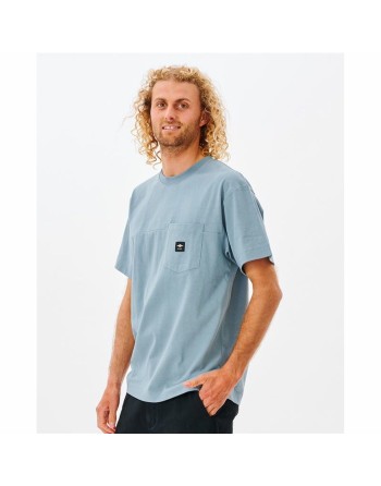 Men’s Short Sleeve T-Shirt Rip Curl Pocket Quality Surf  Blue