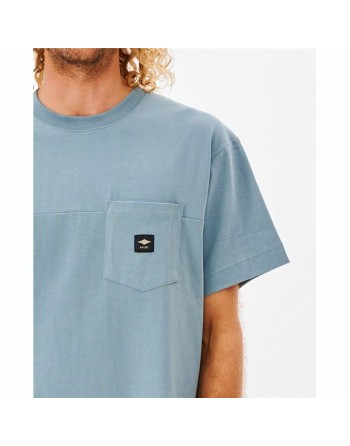 Men’s Short Sleeve T-Shirt Rip Curl Pocket Quality Surf  Blue