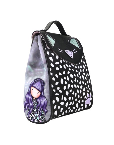 Mochila Casual Gorjuss Smitten kitten Negro Blanco (23 x 11 x 27 cm)