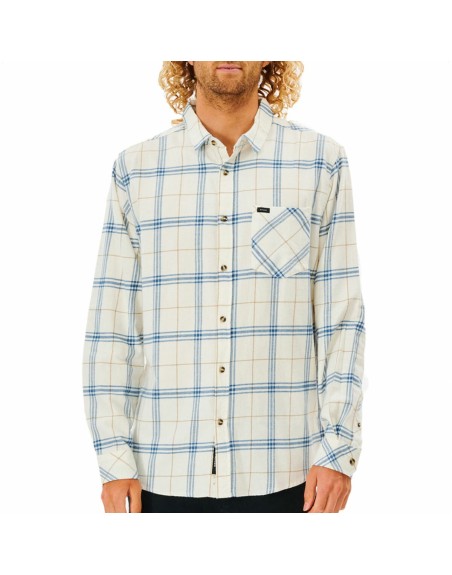 Men’s Long Sleeve Shirt Rip Curl Checked in Flannel Franela White