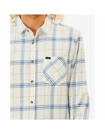 Herren Langarm-Hemd Rip Curl Checked in Flannel Franela Weiß