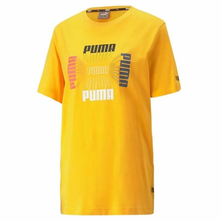 Kortærmet T-shirt til Mænd Puma Essential Logo Repeat Graphic Gul