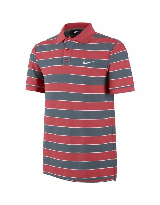 Herren Kurzarm-Poloshirt Nike Matchup Stripe 2 Grau Rot