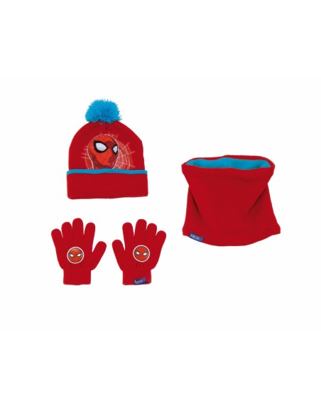 Bonnet, Gants et Echarpe Spider-Man Great power Bleu Rouge