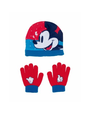 Bonnet et gants Mickey Mouse Happy smiles Bleu Rouge