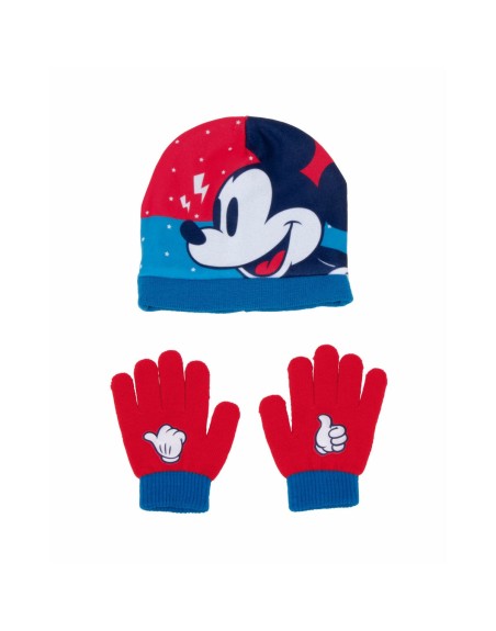 Gorro y Guantes Mickey Mouse Happy smiles Azul Rojo