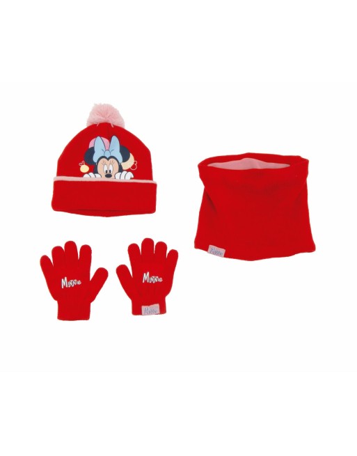 Gorro, Guantes y Braga de Cuello Minnie Mouse Lucky Rojo