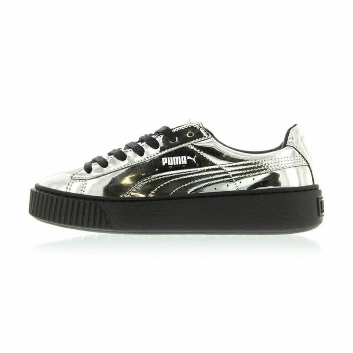 Sportssneakers til damer Puma Basket Platform Metallic  Lysegrå