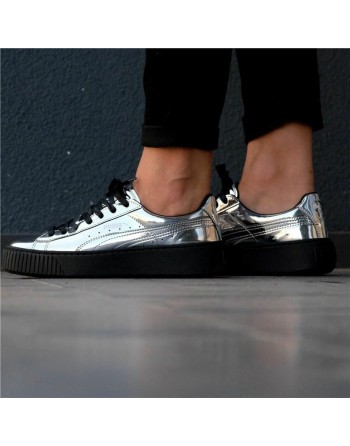 Zapatillas Deportivas Mujer Puma Basket Platform Metallic  Gris claro