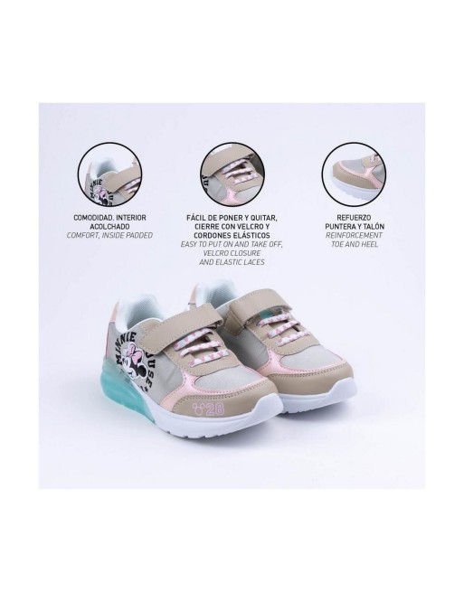 Turnschuhe mit LED Minnie Mouse Beige