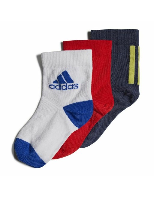 Calcetines Tobilleros Adidas Multi Rojo Azul 3 pares Blanco