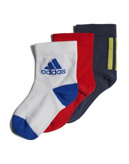 Calcetines Tobilleros Adidas Multi Rojo Azul 3 pares Blanco