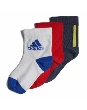 Calcetines Tobilleros Adidas Multi Rojo Azul 3 pares Blanco