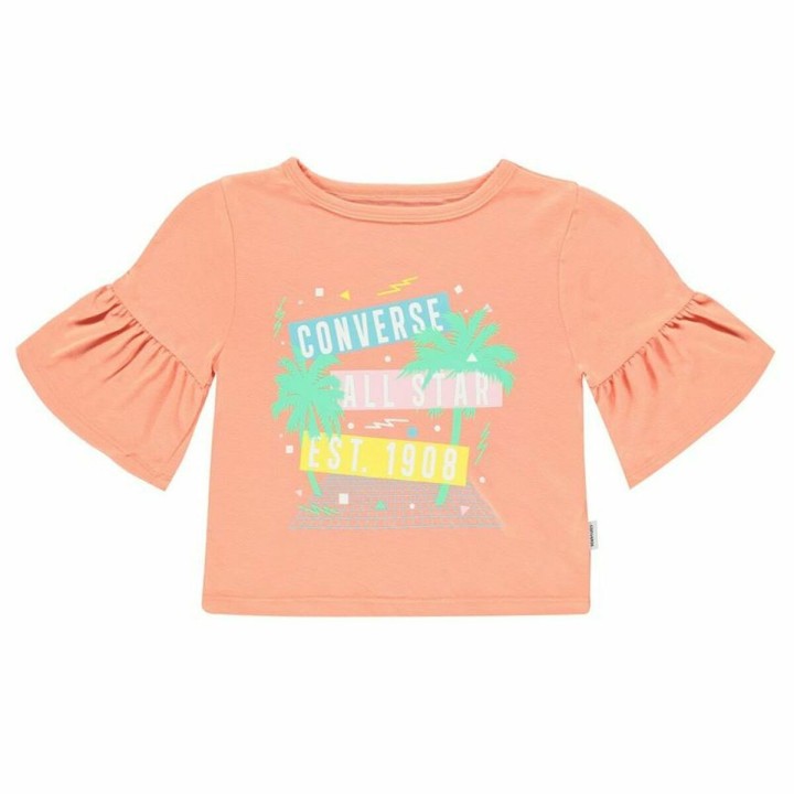Maglia a Maniche Corte per Bambini Converse  Ruffle  Salmone