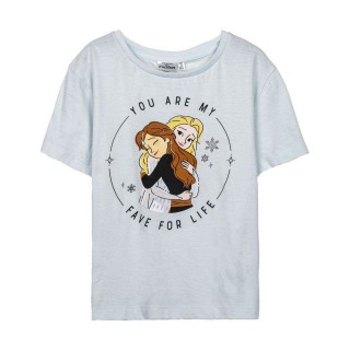 Camiseta de Manga Corta Infantil Frozen Azul claro