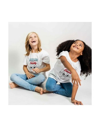 T shirt à manches courtes Stitch Blanc