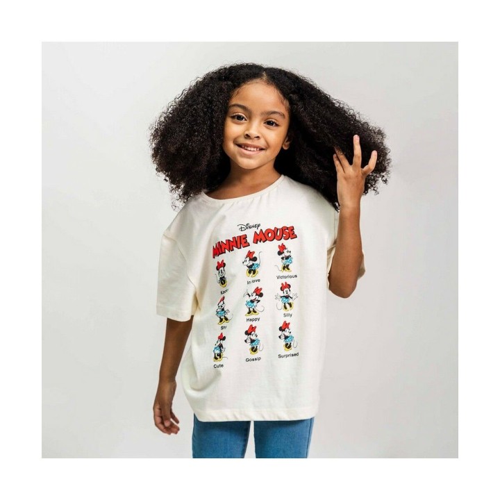 Børne Kortærmet T-shirt Minnie Mouse Beige