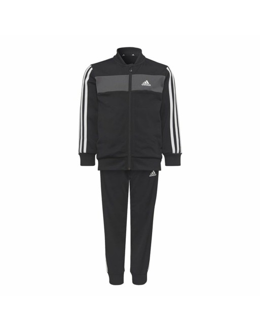Træningsdragt til børn Adidas Essentials Shiny 3 Stripes Sort